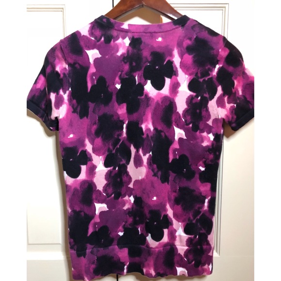 Ann Taylor Loft Purple Button Up Floral Sweater - Picture 2 of 3